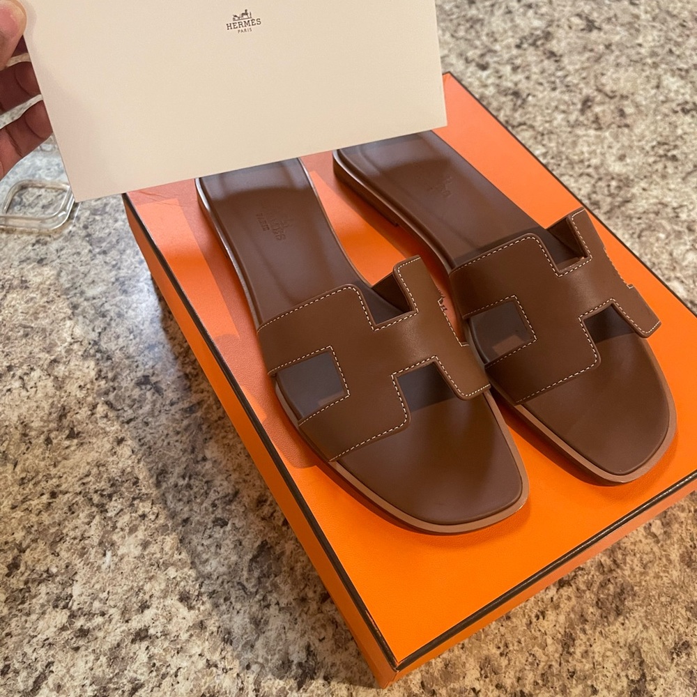 Hermes Oran Sandals Gold